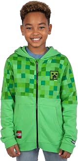 Minecraft Hoodie Boys Zip Up Green 7-8 Years 100% Cotton view 2