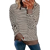 Simplee Womens Sweatshirt Long Sleeve Crewneck Striped Sweatshirt for Women 2024 Trendy Fall Tops Pullover Sweatshirts