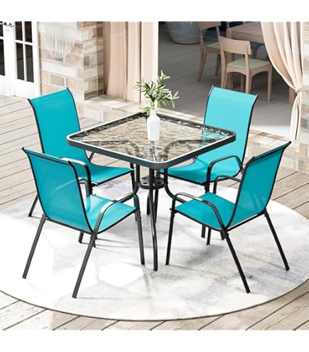 Patio Table With Bench Phi Villa Black 8-Piece Metal Patio Outdoor