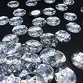 levylisa 30mm/ 1.2 inch Flat Clear Round Acrylic Rhinestones Adhesive Crystal Clear Plastic Circle Gems for Jewelry Making Costume Jewels Cosplay Embelishments
