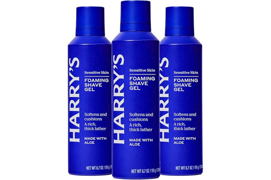 Harry’s Foaming Shave Gel for Men with Aloe – (3 Pack) 6.7oz – Soothes and Cushions Skin for Shaving – Safe For Sensitive Skin