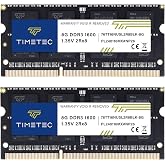Timetec 16GB KIT(2x8GB) DDR3L / DDR3 1600MHz (DDR3L-1600) PC3L-12800 / PC3-12800 Non-ECC Unbuffered 1.35V/1.5V CL11 2Rx8 204 Pin SODIMM Laptop Notebook PC Computer Memory RAM Module Upgrade Black PCB