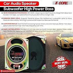 5 CORE 6x4 Car Speakers Pair 200W Peak Replacement