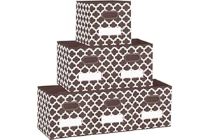 homyfort Cube Storage Organizer Bins 12x12 - Fabric Storage Cubes Bin Foldable Baskets Square Box with Labels and Dual Plastic Handles for Shelf Closet, Nursery, Boys, Girls, Set of 6 (Brown)