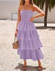ZESICA Women‘s Summer Boho Strapless Maxi Dress