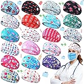 Jexine 20 Pcs Women Nurse Headbands with Button Wide Nursing Headbands for Mask Non Slip Ear Protection Cna Accessories Christmas Healthcare Worker Gifts for Vet Dental Doctors Medical Scrub Hairband