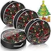 Aliceset 4 Pack Wreath Storage Containers, Ornament Garland Wreath Storage Bags with Handle Zipper Decorative Storages Box for Winter Valentine Wreaths(24 x 24 x 7.8 Inch,Black)