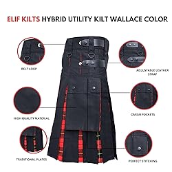 ELIF KILTS Men's Plus Size Scottish Hybrid Black