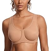 SYROKAN Women's Max Control Underwire Sports Bra High Impact Plus Size with Adjustable Straps Unlined Bra