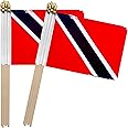 TSMD Trinidad and Tobago Stick Flag Tobagonian Small Mini Hand Held Flags,5x8 Inch,12 Pack
