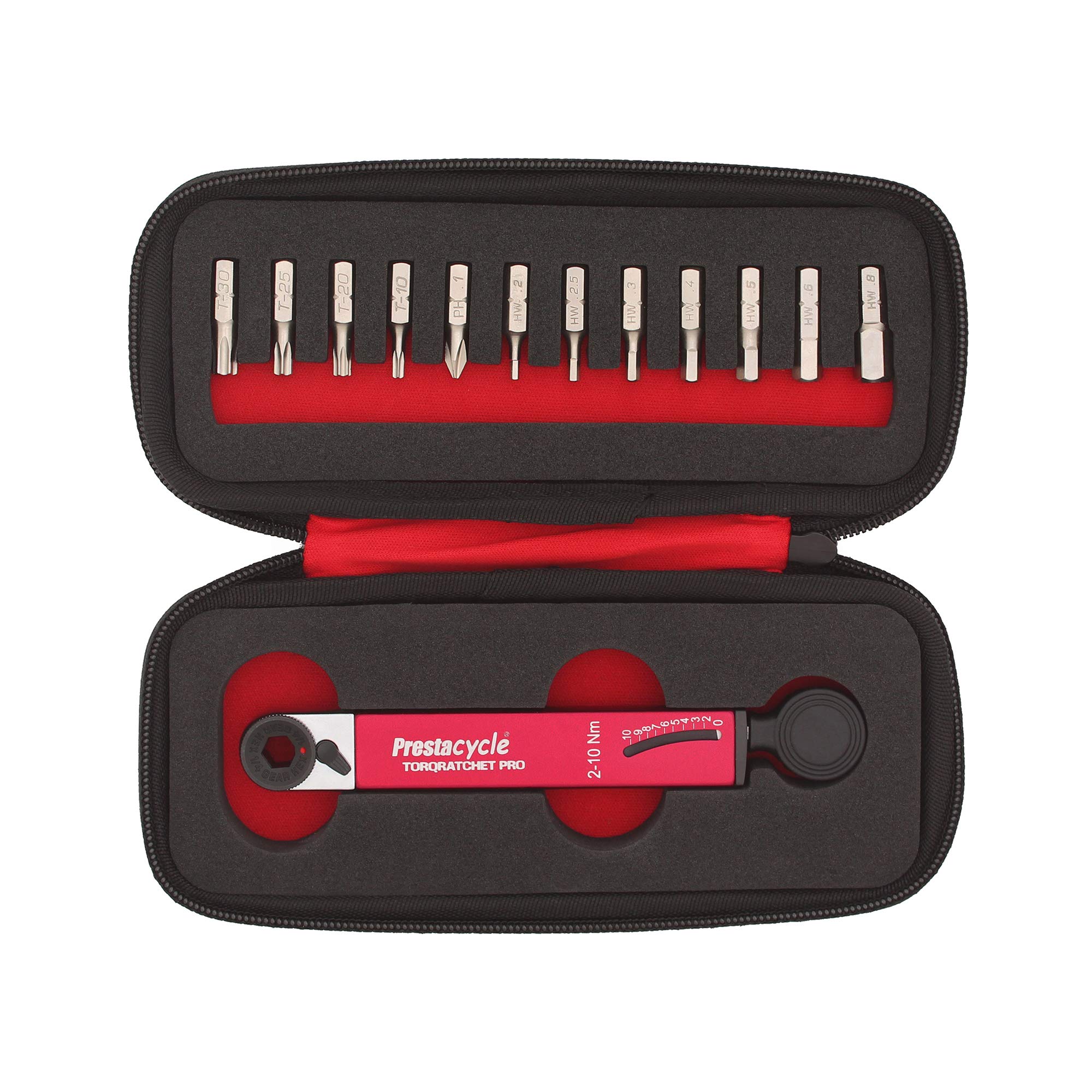 Photo 1 of Prestacycle TorqRatchet PRO Deluxe Kit – 2–10Nm Torque Wrench & Ratchet Multi-Tool – Compact Bike Tool Kit with 12 Bits – 60Nm Rated – Carry Case Included