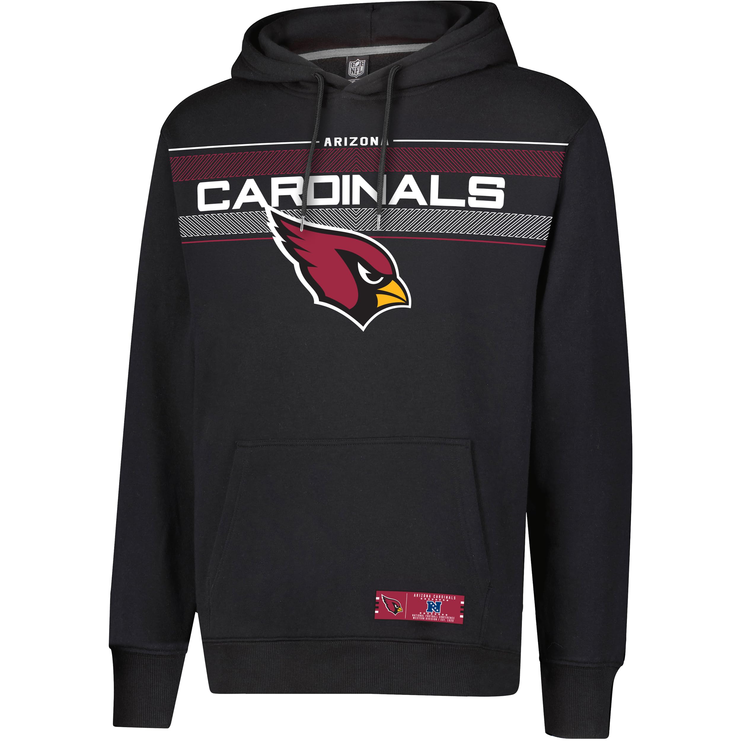 Ultra Game NFL Official Adults Super Soft Pullover Hoodie Sweatshirt - Warm Polyester Blend - Unisex, Arizona Cardinals, Black, Large Image