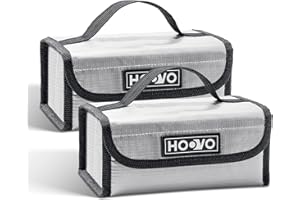 HOOVO Lipo Battery Bag - Fireproof & Explosionproof Storage Protector, Guard for DJI/RC Batteries - 2 Pack, Accommodates 4 Batteries