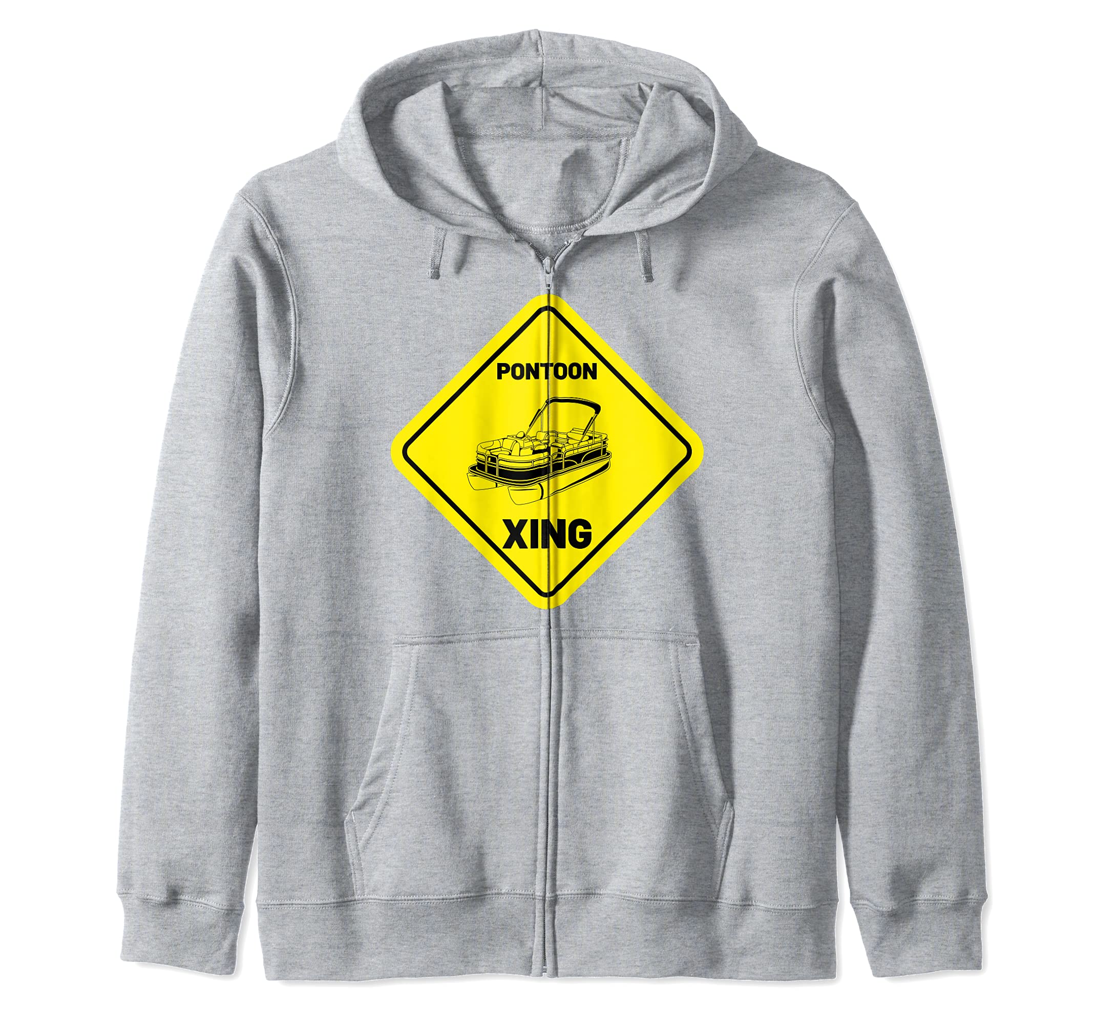 Pontoon Boat Xing Or Crossing Retro Boating Zip Hoodie