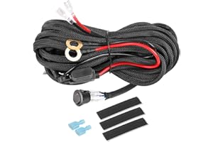 Wiring Harness 1 Lead, Rfroad Lighting Heavy Duty 12V Rocker Switch Nylon Wiring Harness Kit for Led Work Light Bar Fog Lights Driving Lights Offroad LED Pods for Truck UTV ATV Boat