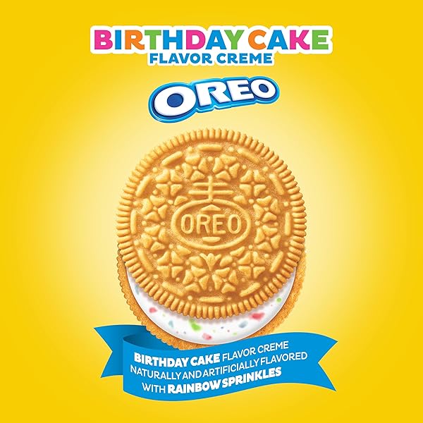 OREO GOLDEN BIRTHDAY CAKE CREME SANDWICH COOKIES, LIMITED EDITION, 10.68 OZ