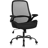HYLONE Office Chair Ergonomic Desk Chair with Flip up Armrests, 5" Thickened Seat Computer Chair with Breathable Mesh Back Home Office Computer Chairs for Long Hours Mesh Executive Chair(Black)