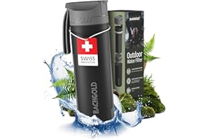 Bachgold Water Bottle with Filter - Water Filtration System Survival-Water Bottle - Portable Water Purifier - 99.99% Clearly Filtered Water - Health-Aware & Long-Lasting Water Filter Bottle