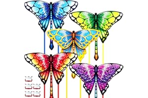 YNANIMERY 5 Pack Kites - Kites for Kids & Adults, Colorful Butterfly/Rainbow Diamond Kites for Kids Ages 4-8 8-12, Easy to Assembled & Fly Kite for Beach Outdoor Games & Beginner