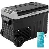 EUHOMY 37QT 12 Volt Refrigerator, -4℉~68℉ Portable Freezer, for Car | No Ice Needed, 12V&amp;100-240V,Wheels&amp;Basket Fast Cooling, ECO/MAX Modes, 3-Level Battery Protection, Home&amp;Outdoor Use,Low Noise