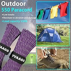 VVAAGG Reflective Paracord Rope 100FT, 7 Strand