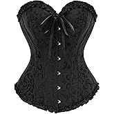 Vrapo Bustier Corset Top for Women | Overbust Lace Up Waist Cincher Shapewear Lingerie