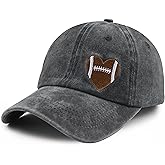 Football Heart Hat for Men Women, Adjustable Cotton Embroidered Heart Football Baseball Cap
