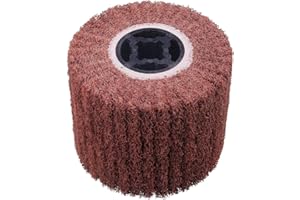 SHITIME 4.7" x 4" Non Woven Wire Brush Drum Surface Conditioning Tool，Abrasive Drawing Wheel Wire Wheel Burnishing Tool for Metal Surface Polishing Grinding Removing Rust-3/4 Quad Keyway (1 Pack