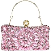 MAIRLOM Rhinestone Clutch Purses for Women Evening Wedding Formal - Pearl Clasp Handbag Crystal Gemstone Bag for Party Prom