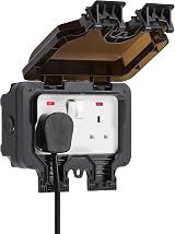 Knightsbridge OP9N Outdoor Weatherproof Double Socket IP66 Black view 3