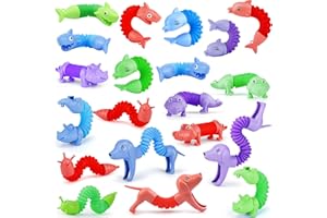 UrChoice 20Pcs Animal Pop Tubes Fidget Toys,Party Favors, Carnival Prizes,Birthday Gifts for Kids, Stress Relief Sensory Toys for Kids 3-8, Piñata Stuffers