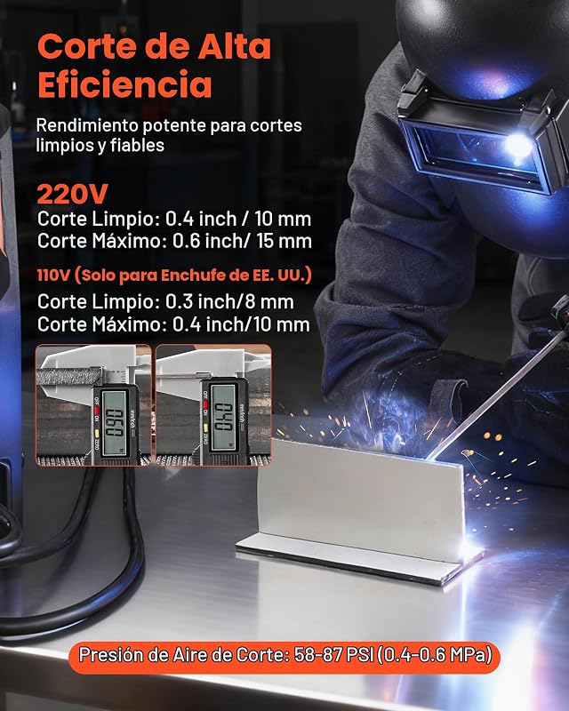 Máquina de Soldar Combinada 3 en 1, Corte/TIG/MMA, Cortadora de Plasma de 50 A y Soldadora de Electrodo TIG de 200 A, Pantalla Digital LED con Función 2T/4T/PA/PT para Bricolaje y Talleres