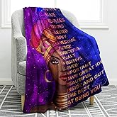 Jekeno African American Black Girl Lady Blanket Birthday for Women Kids Inspiring Positive Quotes Purple Presents Home Bedroom Decor Soft Cozy Plush Throw Blankets Colorful 50"x60"