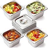 Notakia 4 Pack 4" Deep 1/6 Hotel Pans With Lids Stainless Steel Steam Table Pans Commercial Grade Food Storage Containers for Restaurant, Buffet, and Catering