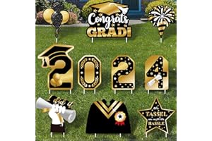 LEJOF Graduation Yard Signs 2024, 10PCS Congrats Graduation Lawn Signs Class of 2024 Grad Yard Signs with 20 Stakes for Outdoor Congrats Graduation Party Decoration Supplies