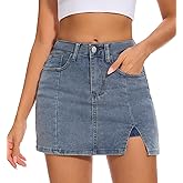 DEICAEVO Womens Mini Denim Skirt,Jean Skirt with Shorts Underneath,High Waisted Jean Skirts