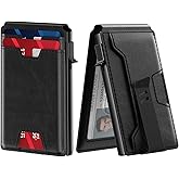 typecase Mens Wallet Card Holder: Pop Up Card Case, Genuine Leather, Smart, RFID Blocking, Slim, Minimalist, Thin, Front Pocket - 9-13 Card Capacitiy | ID Window | Money Clip (Black)