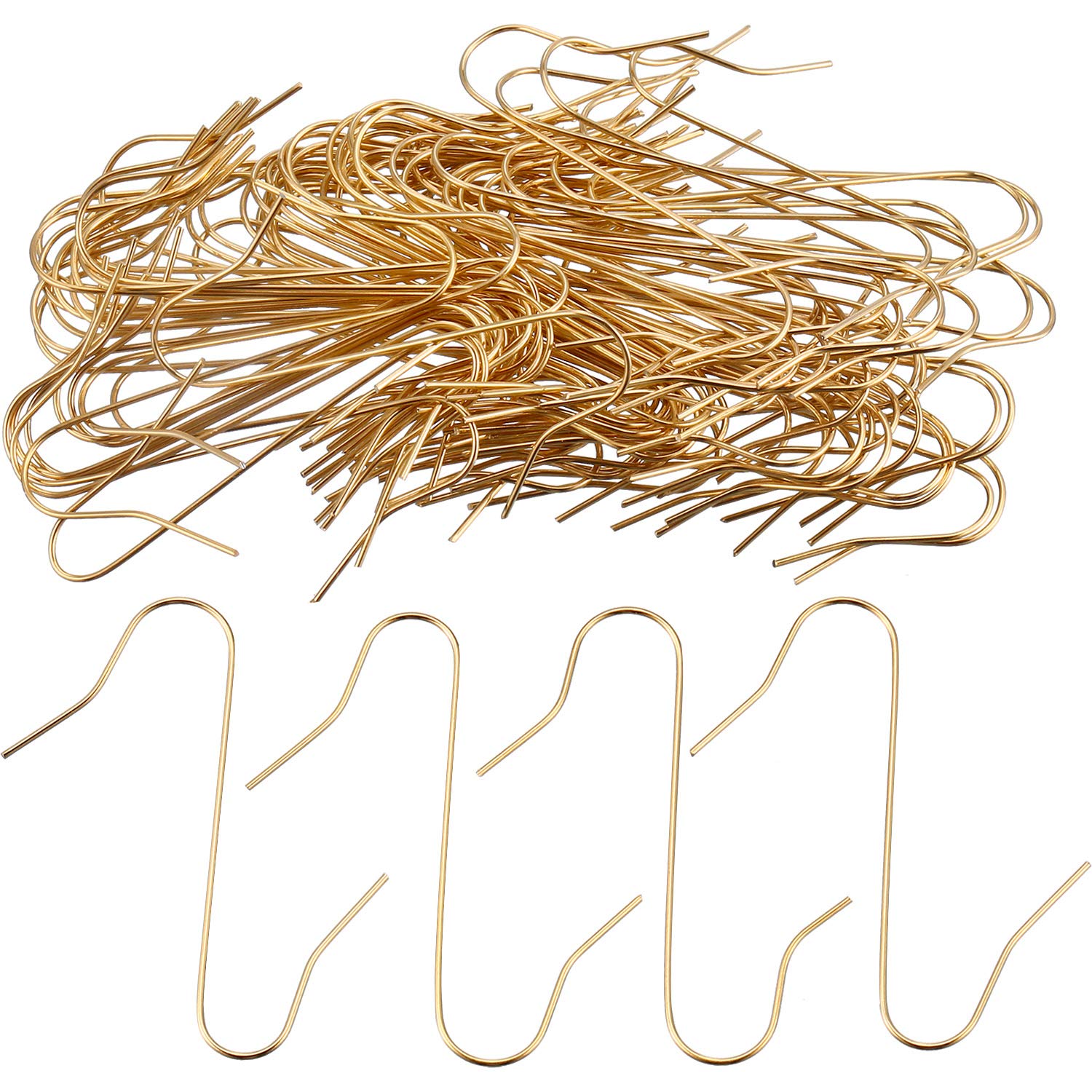 200 Pieces Christmas Tree Hooks Ornament Hanging Hooks S-Shaped Hangers for Christmas Tree Hanging (Gold)