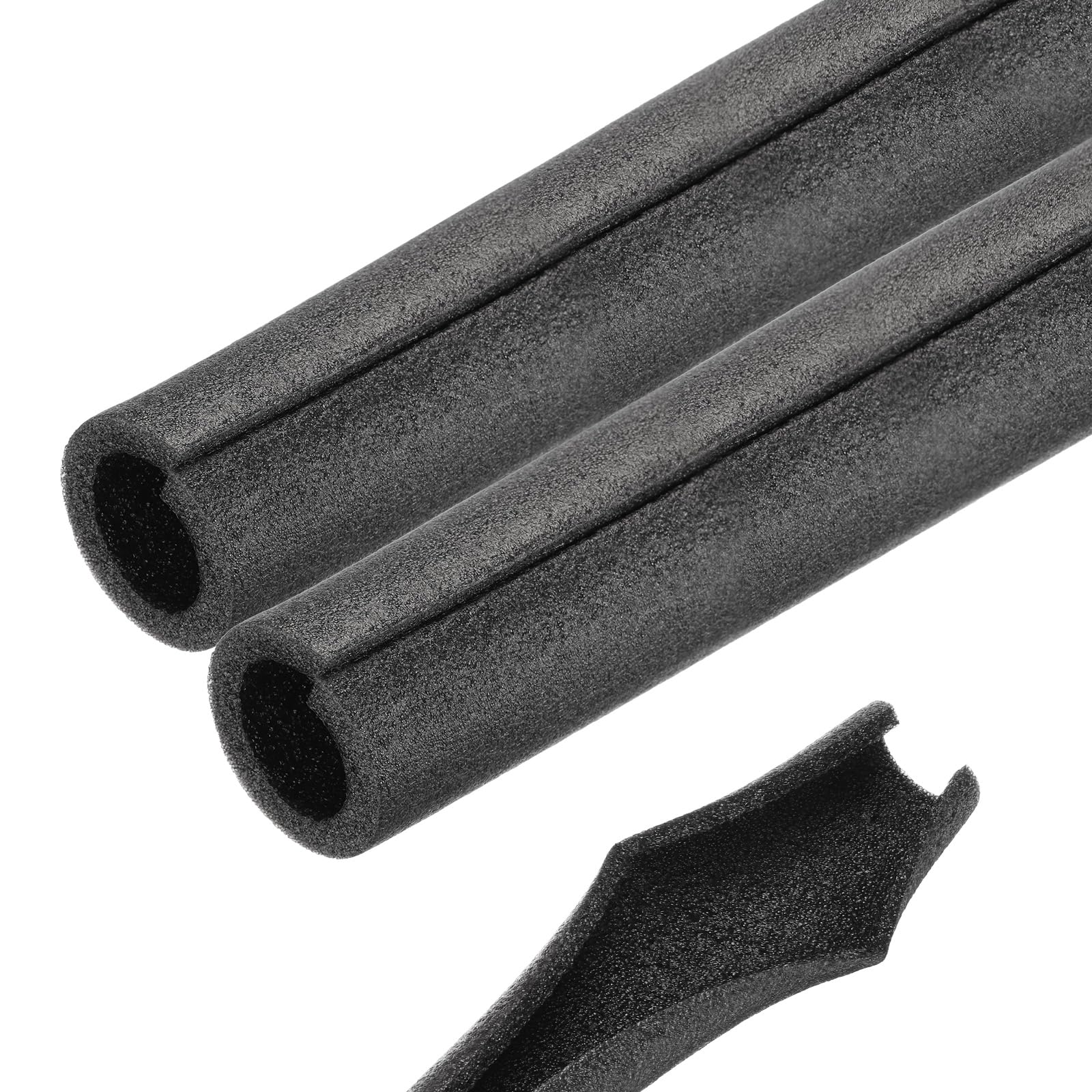 Rebower 2pcs Pipe Insulation Foam Tube 35x55mm 2ft Heat Preservation Foam Pipes [for Copper Water Pipe Freeze Protection] - Black