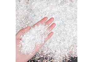 CCINEE Christmas Artificial Flake Fake Snow Twinkles Fake Snow Decoration Powder Filler Craft Sparkling Snow for Christmas Party Holiday Decoration(White,200 g)
