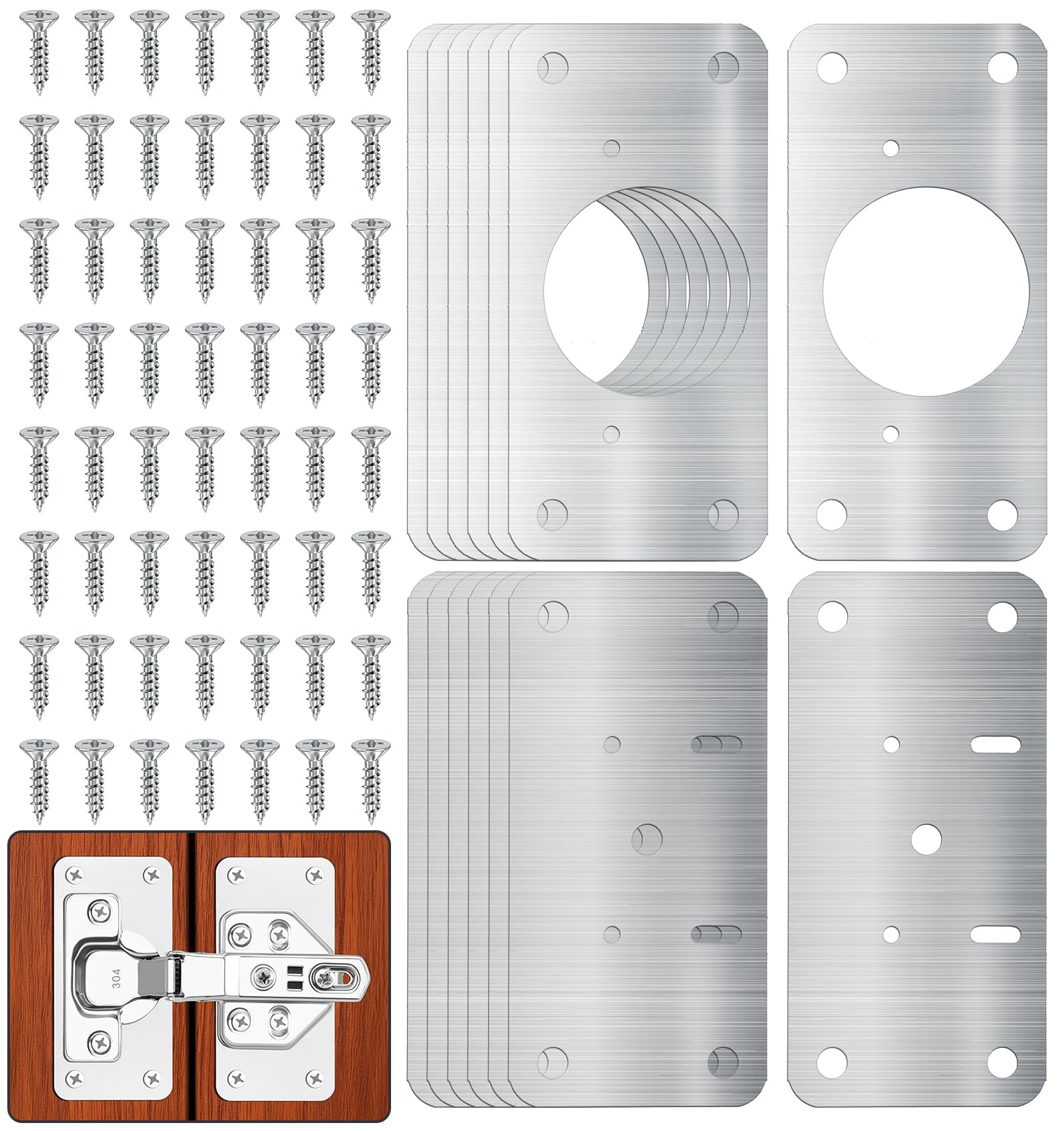 Photo 1 of 14Pcs Hinge Repair Kit Plate for Cabinet, 3.5-Inch Cabinet Door Hinge Repair Plate with Mounting Screws, Hardware Kit for Kitchen Cupboard Locker Doors