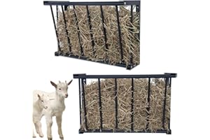 BUYYAH 2Pcs Wall Mount Hay Rack, 27'' Long Livestock Hay Feeder with 16 Gallon Capacity, Carbon Steel Hay Feeder for Sheep, Goats, Horses, Indoor Outdoor Uses