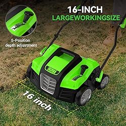Electric 16.2” Dethatcher Scarifier 2-in-1 Lawn