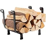 DOEWORKS 17 Inches Small Decorative Indoor/Outdoor Firewood Log Rack Bin with Scrolls, Black