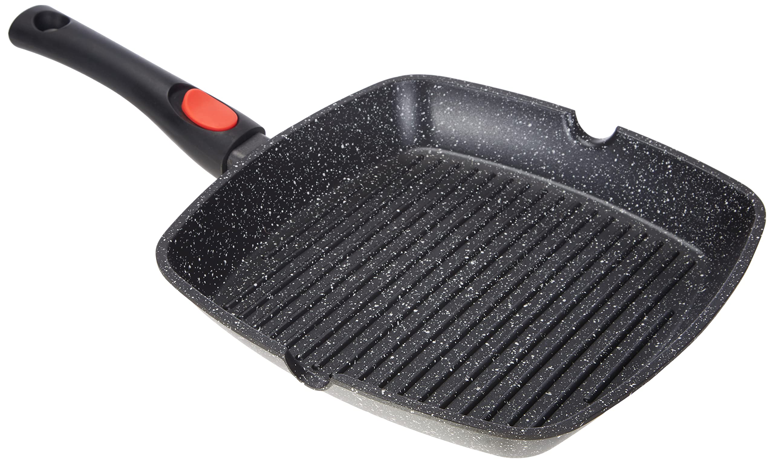 KAMBERG – 0008029 – Grill Pan 28 x 28 cm – Removable Handle – Cast Aluminium – Stone Effect Coating – Suitable for All Hobs Including Induction – PFOA-Free