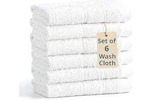 Casa Platino 100% Cotton Washcloths 6 Pack - Spa & Salon Quality Face Towels - Ring Spun, Soft & Absorbent Wash Cloth Rags for Body, Beauty, Home, Gym - Fingertip Towels - 13"x13", White Washcloths