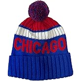 vkawesr City Beanie Knit Hat with Pom Winter Cuffed Cap Sport Fans Gift for Men Women