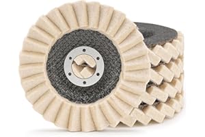 NUODUNCO Metal Polish Wool Flap Disc 4 1/2 Inch Angle Grinder Attachment for Stainless Steel Aluminum Polishing Metal Surface Chrome Finish for Cars, Trucks, SUVs, RVs, Motorcycles - 5 Pack