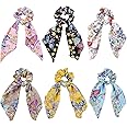 Cutewing Butterfly Scrunchies - Vivid Silk Hair Accessories with Colorful Scarves, Ribbons, Elastics, Bandanas, Bows and Bands for Women and Girls (6PCS)