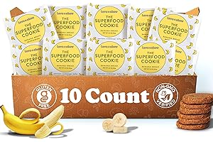 Love + Chew Superfood Soft Baked Vegan Cookies, Gluten Free, 7g Plant Based Protein Cookie, Healthy Snacks for Adults and Kids, Refined Sugar Free, Individually Wrapped Cookies, Banana Bread, 10 Pack